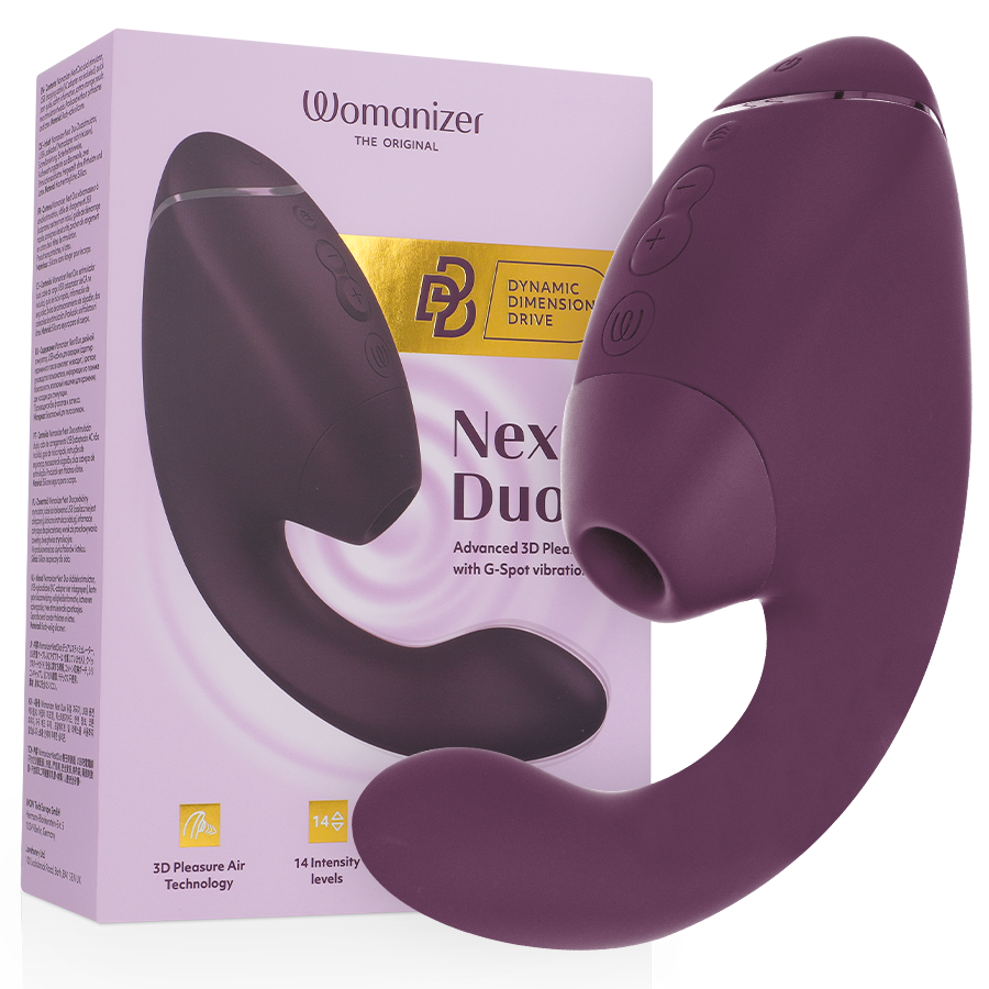 WOMANIZER - DUO NEXT DUBBELE CLITORIS- &amp; G-SPOTSTIMULATOR DONKERPAARS