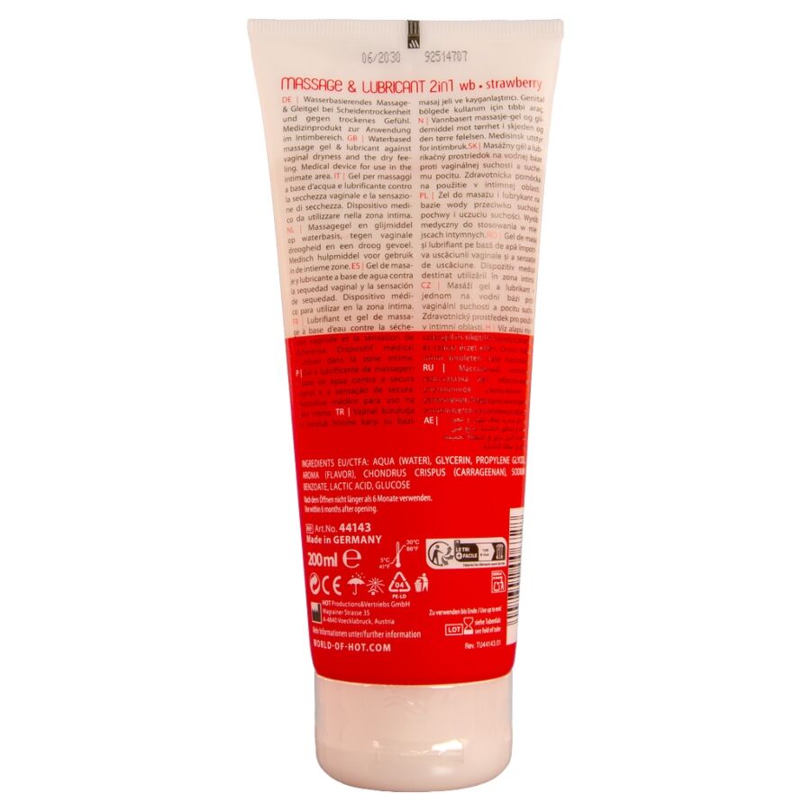HOT - MASSAGE & GLIDE GEL 2IN1 STRAWBERRY 200 ML