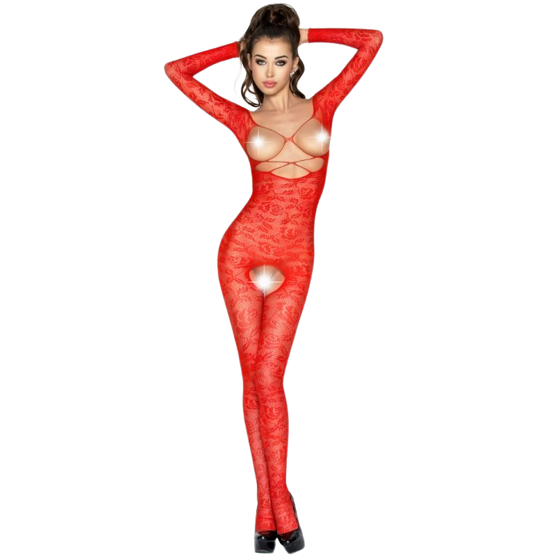 PASSION - WOMAN BS031 RODE BODYSTOCKING ONE SIZE