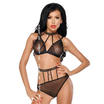 ME-SEDUCE - DOTTY SET TWO PIECES BLACK L/XL