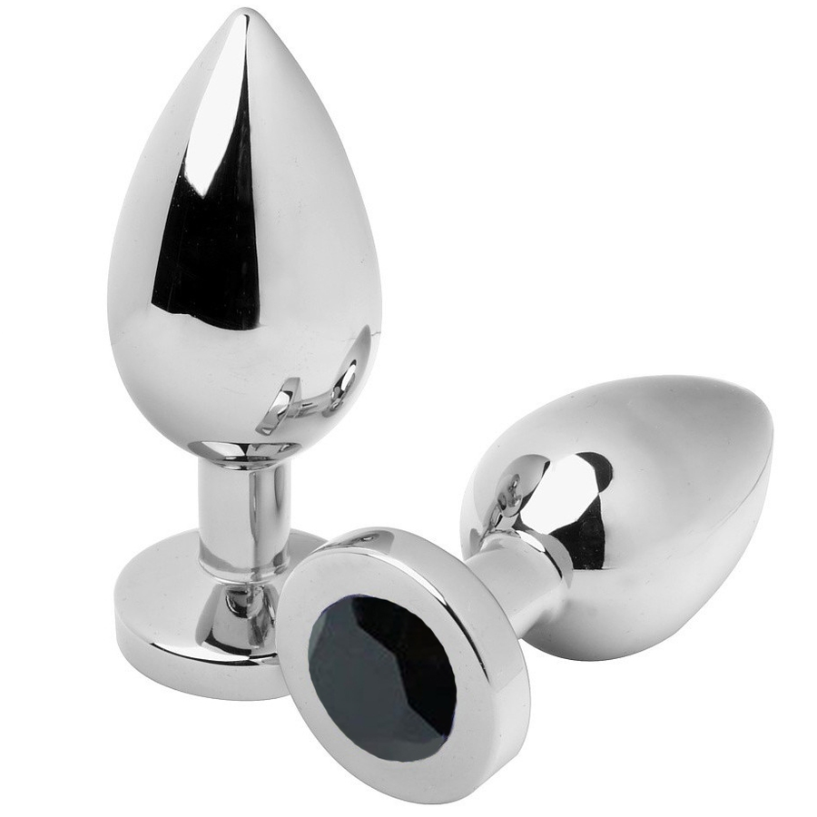 METAL HARD - PLUG ANAL DIAMANT NOIR MOYEN 7,62 CM
