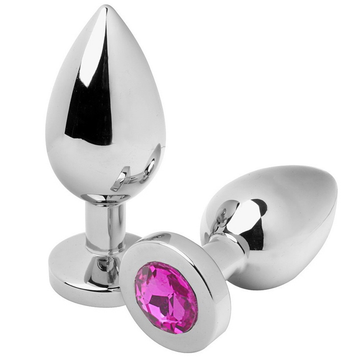 METAL HARD - PLUG ANAL DIAMANT ROSE MOYEN 7.62CM