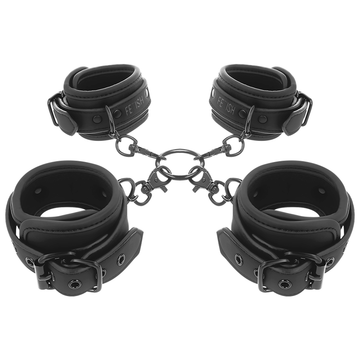 FÉTICHE SOUMIS - ENSEMBLE DE MENOTTES MAINS ET CHEVILLES AVEC DOUBLURE EN NÉOPRÈNE