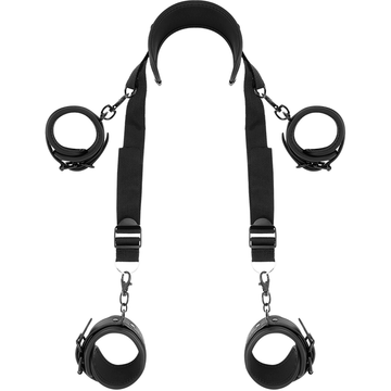 FÉTICHE SOUMIS - POSITION DE MAÎTRE AVEC 4 MENOTTES DOUBLÉES DE NÉOPRÈNE