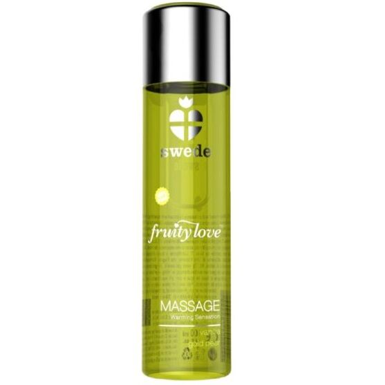 SWEDE - HUILE DE MASSAGE EFFET CHAUFFANT FRUITY LOVE VANILLE ET POIRE DORÉE 60 ML.