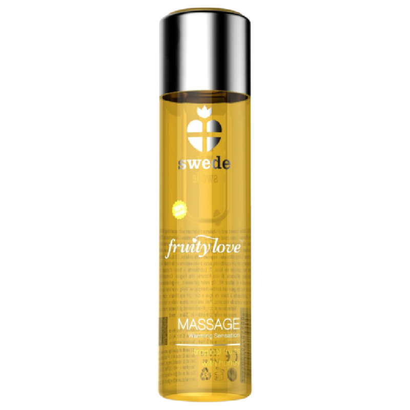 SWEDE - HUILE DE MASSAGE EFFET CHAUFFANT FRUITY LOVE FRUITS TROPICAUX AU MIEL 120 ML.