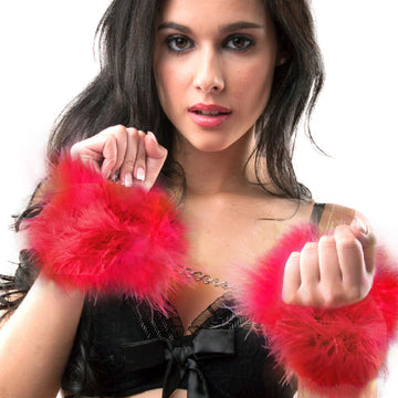 SECRETPLAY - MENOTTES PLUMES DE MARABOUT ROUGES